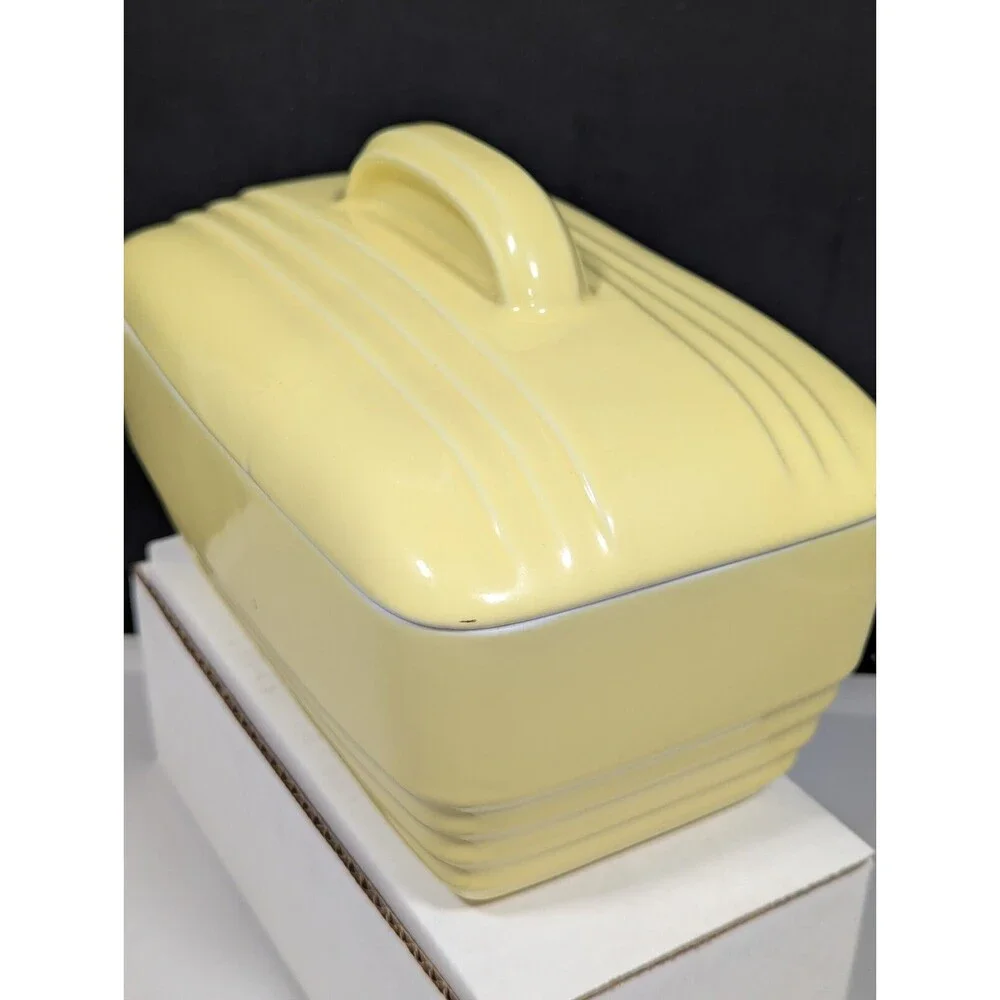 Vintage WESTINGHOUSE HALL Yellow Covered Bread Dish Art Deco Mid Century Modern